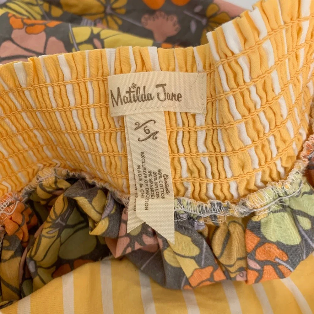 Matilda Jane Patio Party Ellie Halter Top 6 Yellow Floral Boho Shabby Chic Party